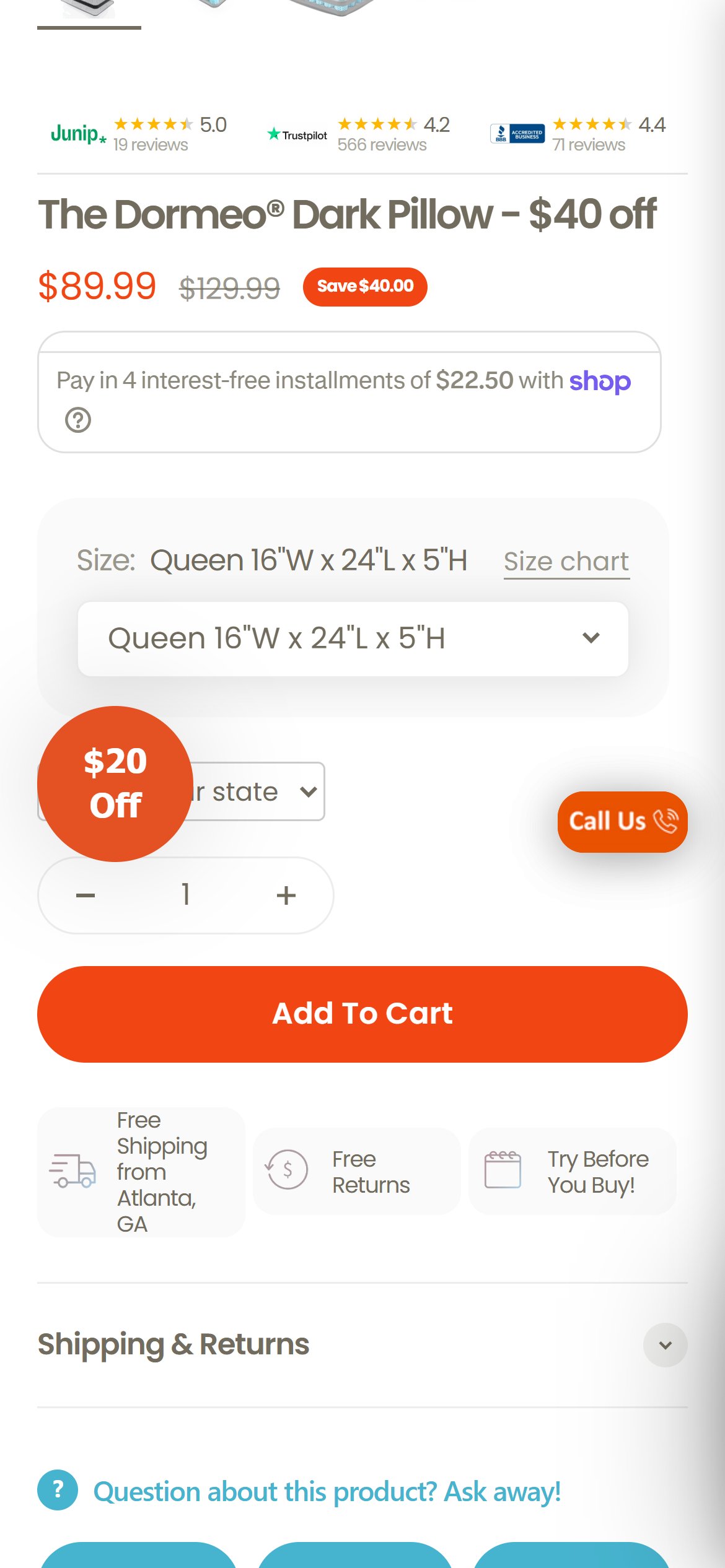 Dormeo USA — Mobile