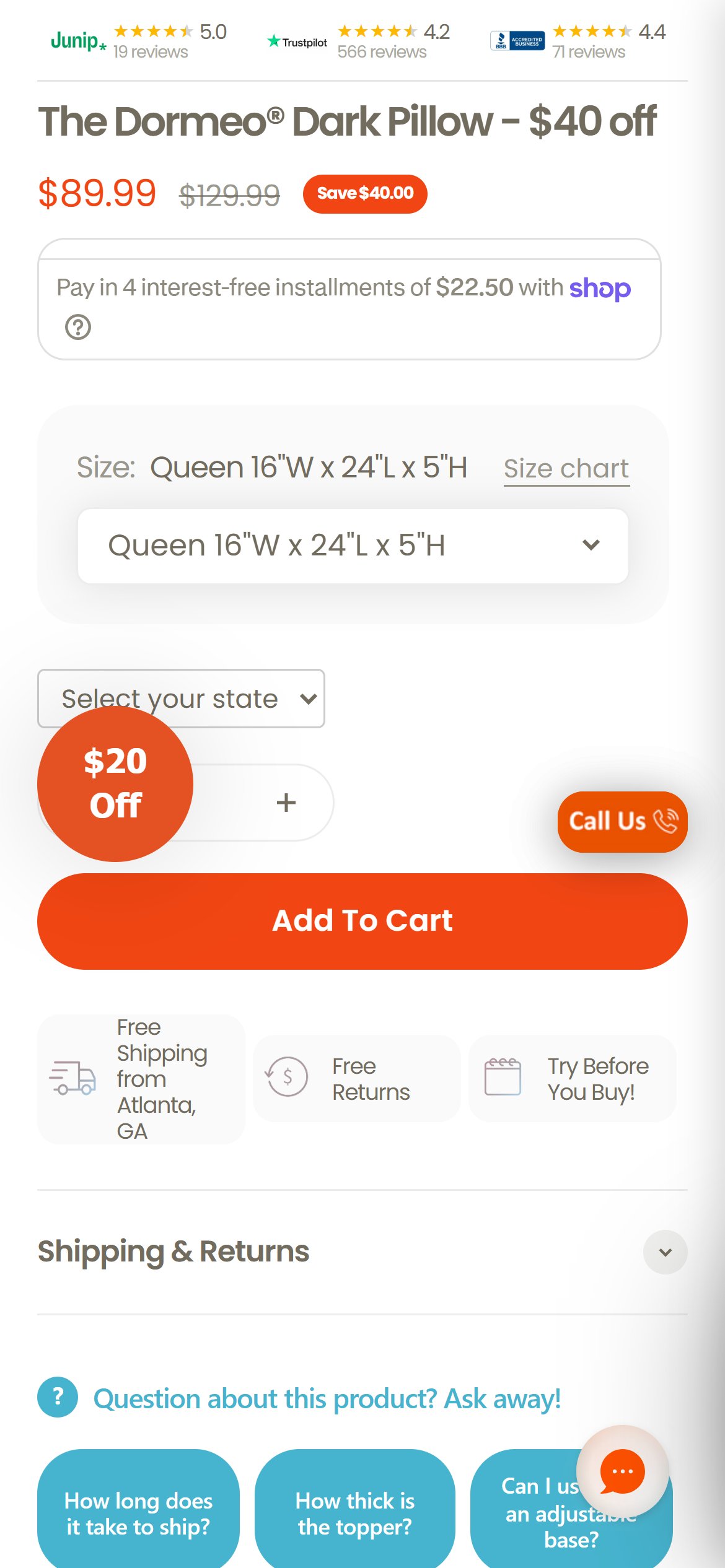 Dormeo USA — Mobile